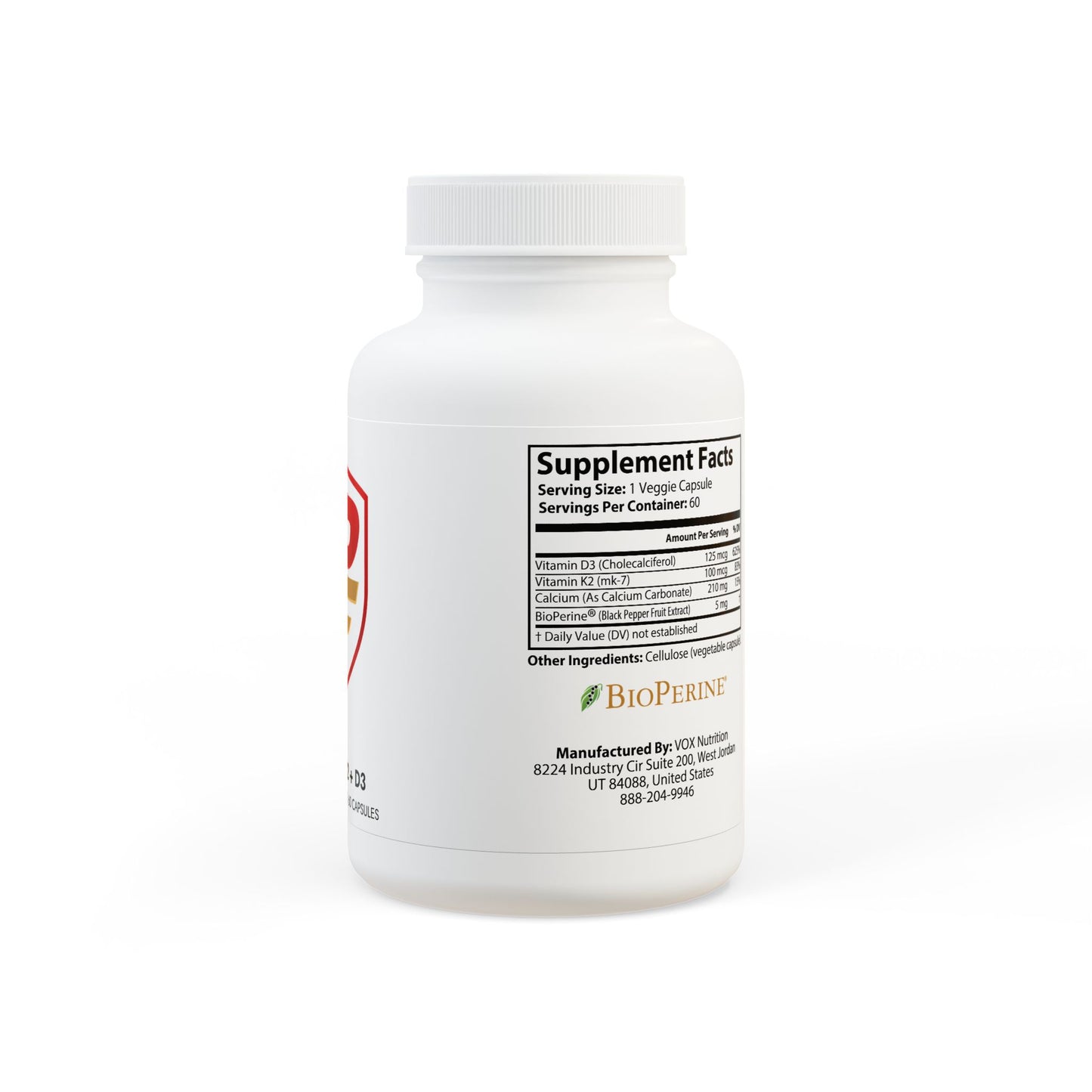 Vitamin K2 + D3 Supplement (60 Capsules)